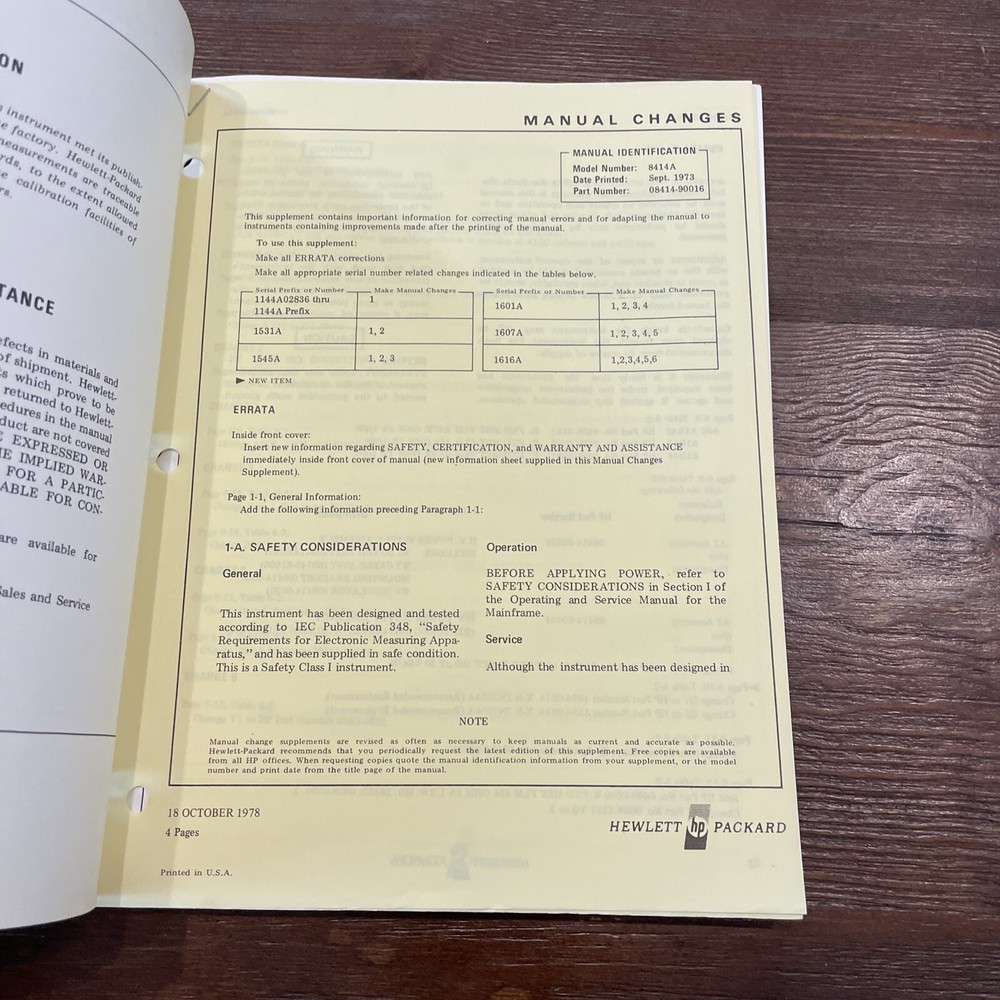 HP 8414A Polar Display Operating & Service Manual 08414-90016