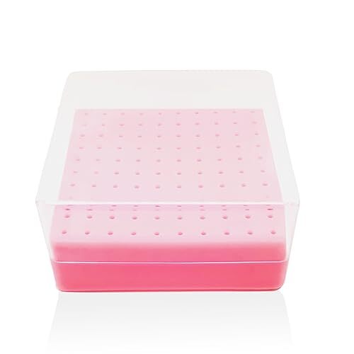 Portable Nail Drill Bits Holder Dustproof Storage Container Box with 100 Holes