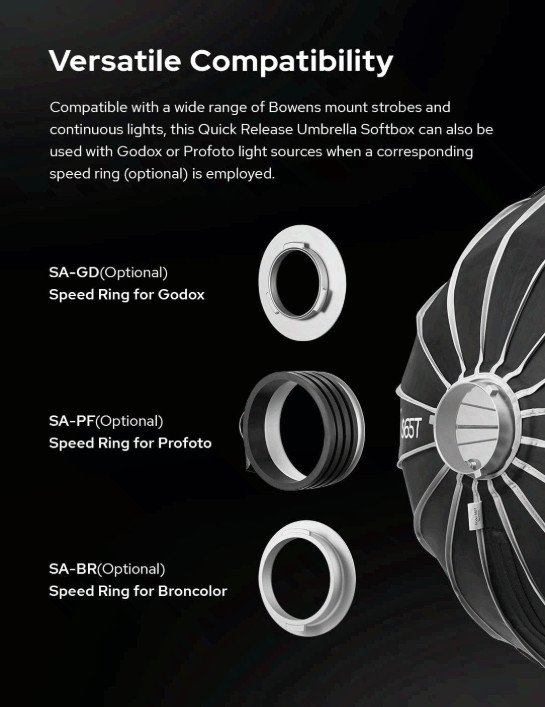Softbox S65T 65cm Quick Release, Bowens Mount w/ Dual Diffusers