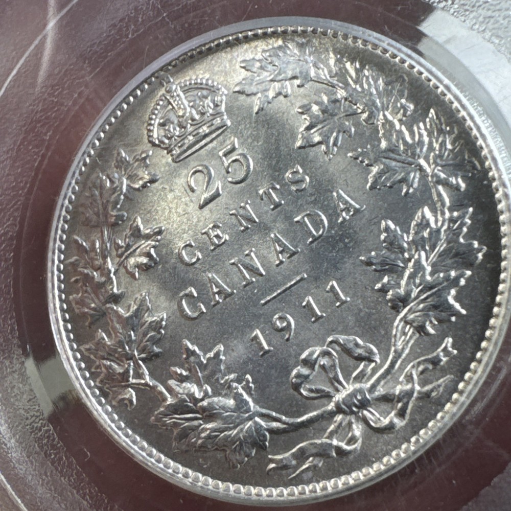 1911 Canada 25c PCGS MS64, Flashy White Example