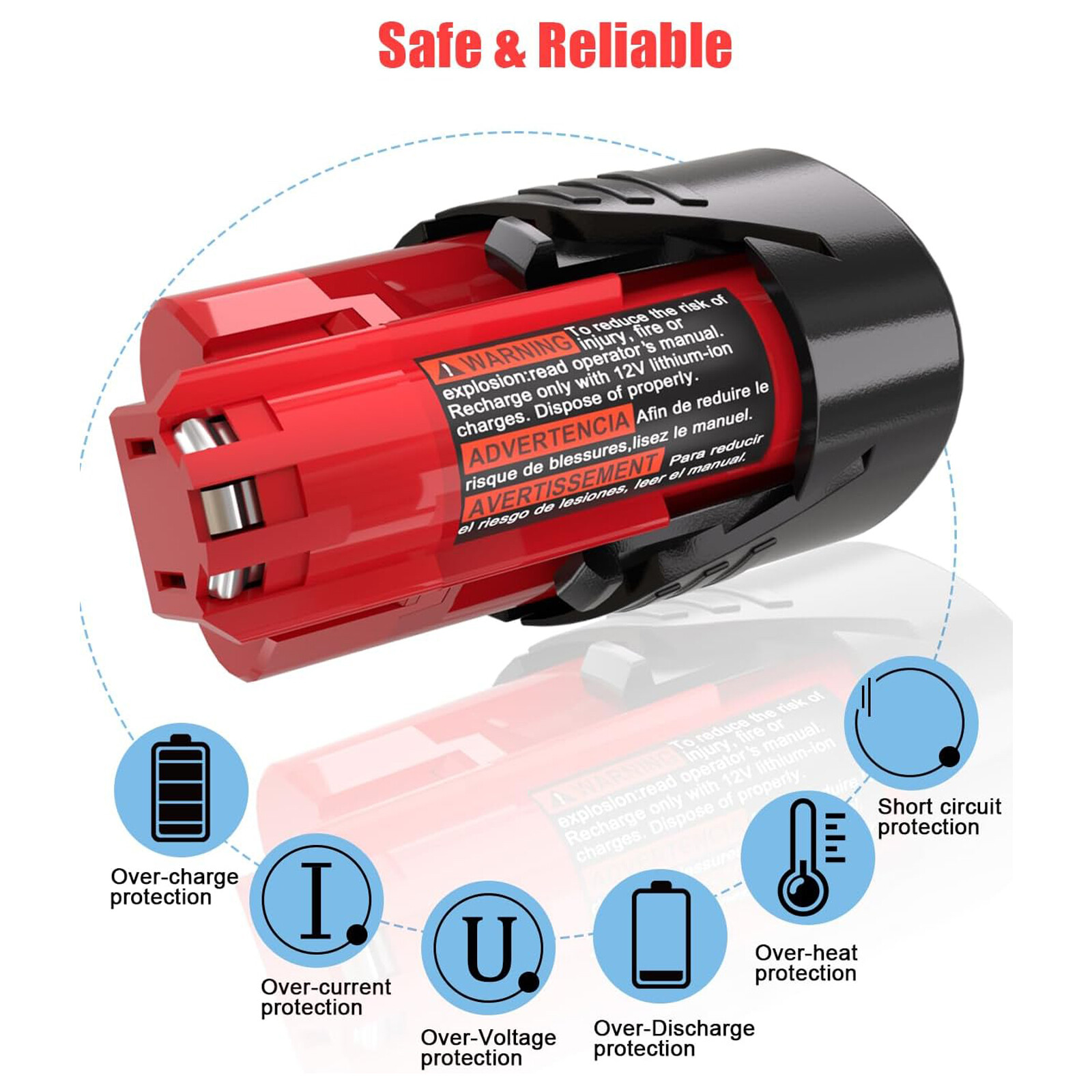 2 Pack 12V 3.0Ah for Milwaukee M-12 Lithium-ion Battery 48-11-2425 48-11-2420