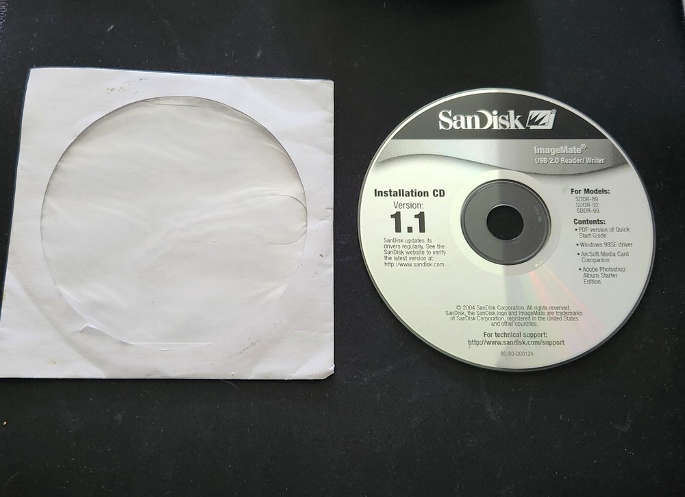 SanDisk ImageMate Installation CD Version Ver 1.1 USB 2.0 Reader/Writer SDDR