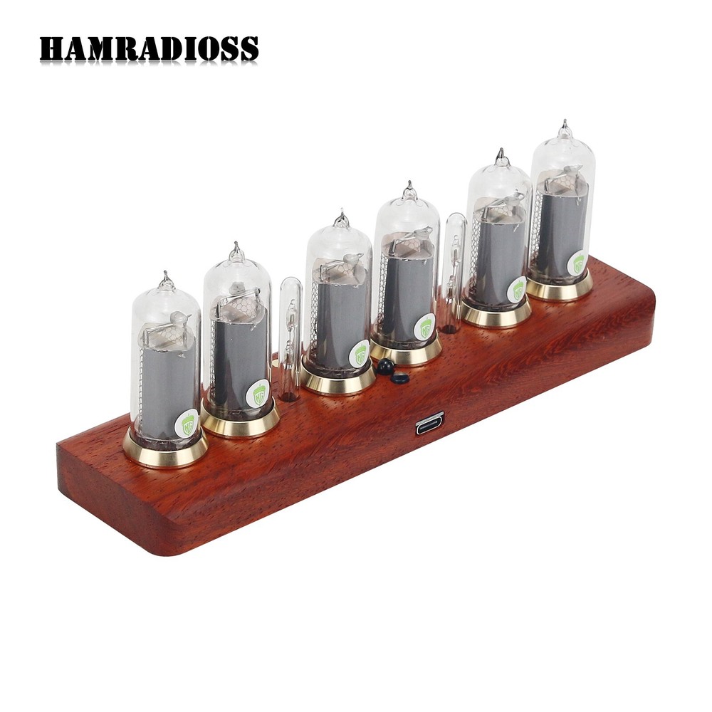 Soviet IN14 Glow Tube Clock Bluetooth Nixie Tube E-Alarm Clock Solid Wood Base