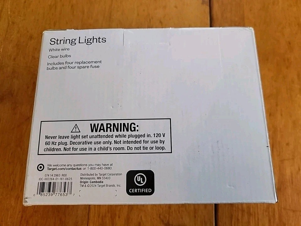 String Lights White Wire Clear Bulbs 200 Lights - Room Essentials X 3