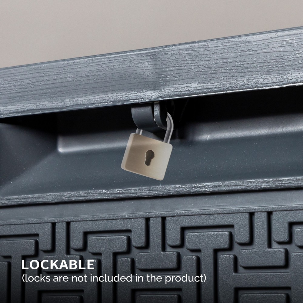 Portable 90Gallons Maze Pattern Plastic Injection Garden Lockable Storage Box