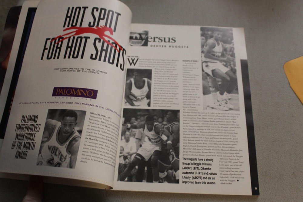 Minnesota Timberwolves “Timberwolves Tonight” Game Program 3/16/1993 Vs Denver