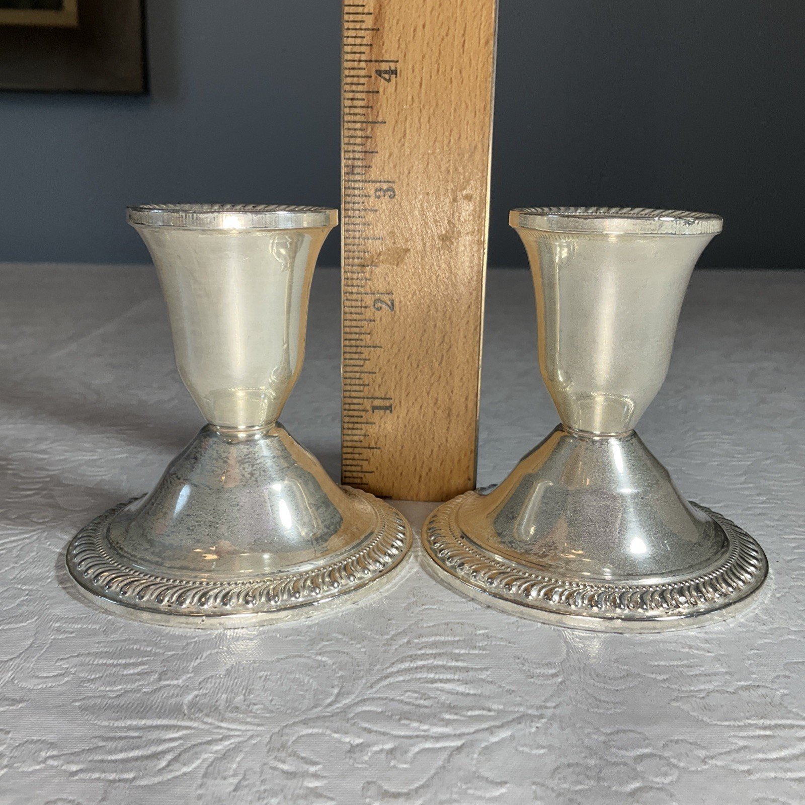 Sterling Silver Weighted Candlestick Candle Holders Lot Of 4 Duchin & Crown