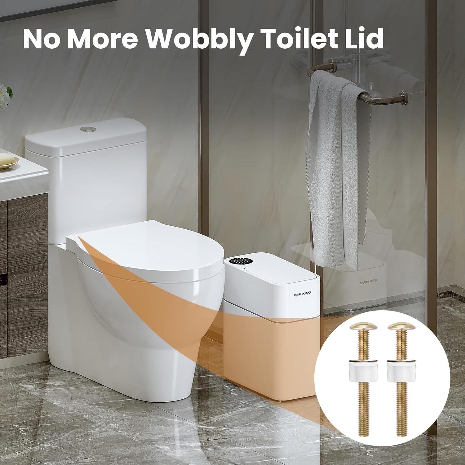 2/4 Sets Toilet Seat Screws Replacement Kit, Universal Toilet Seat Bolts, Sturdy