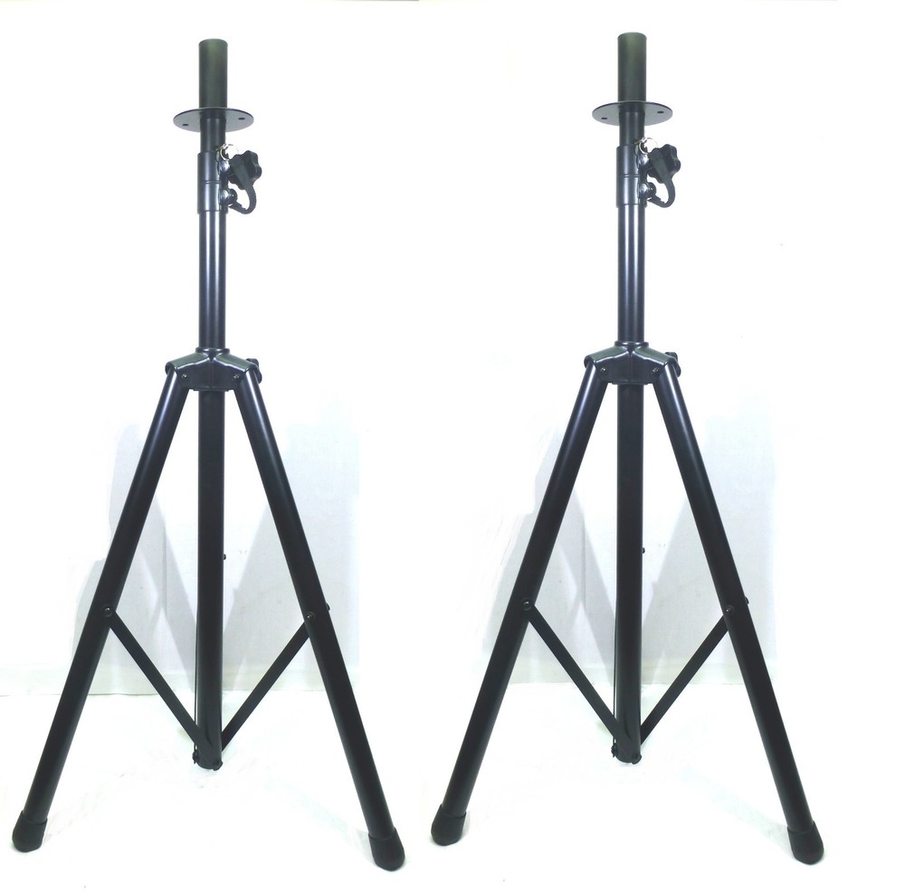 (2) Two Adjustable Tripod Speaker Stand with Mounting Internal Adapters(Top Hat)