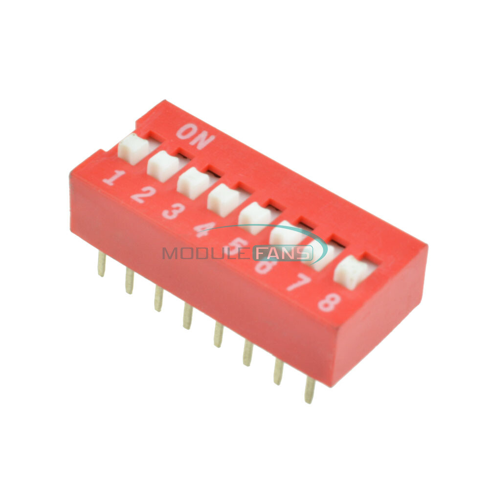 50PCS Slide Type Switch Module 2.54mm 8-Bit 8 Position Way DIP Pitch Red