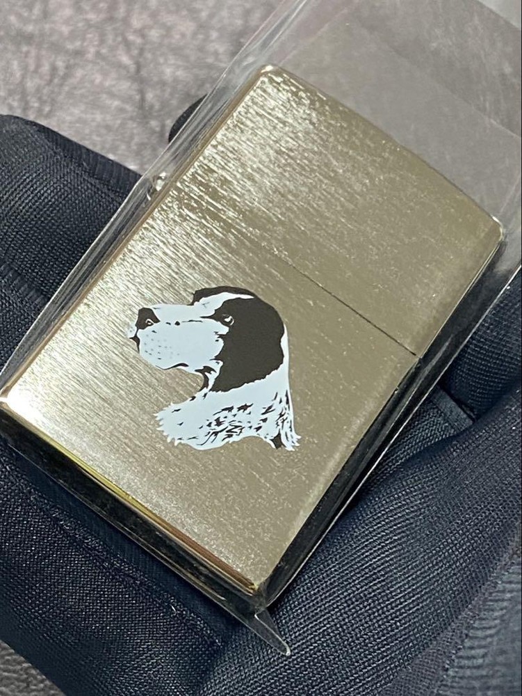 Zippo Dog Silver Printed One Sided Processing Lighter Regular Japan