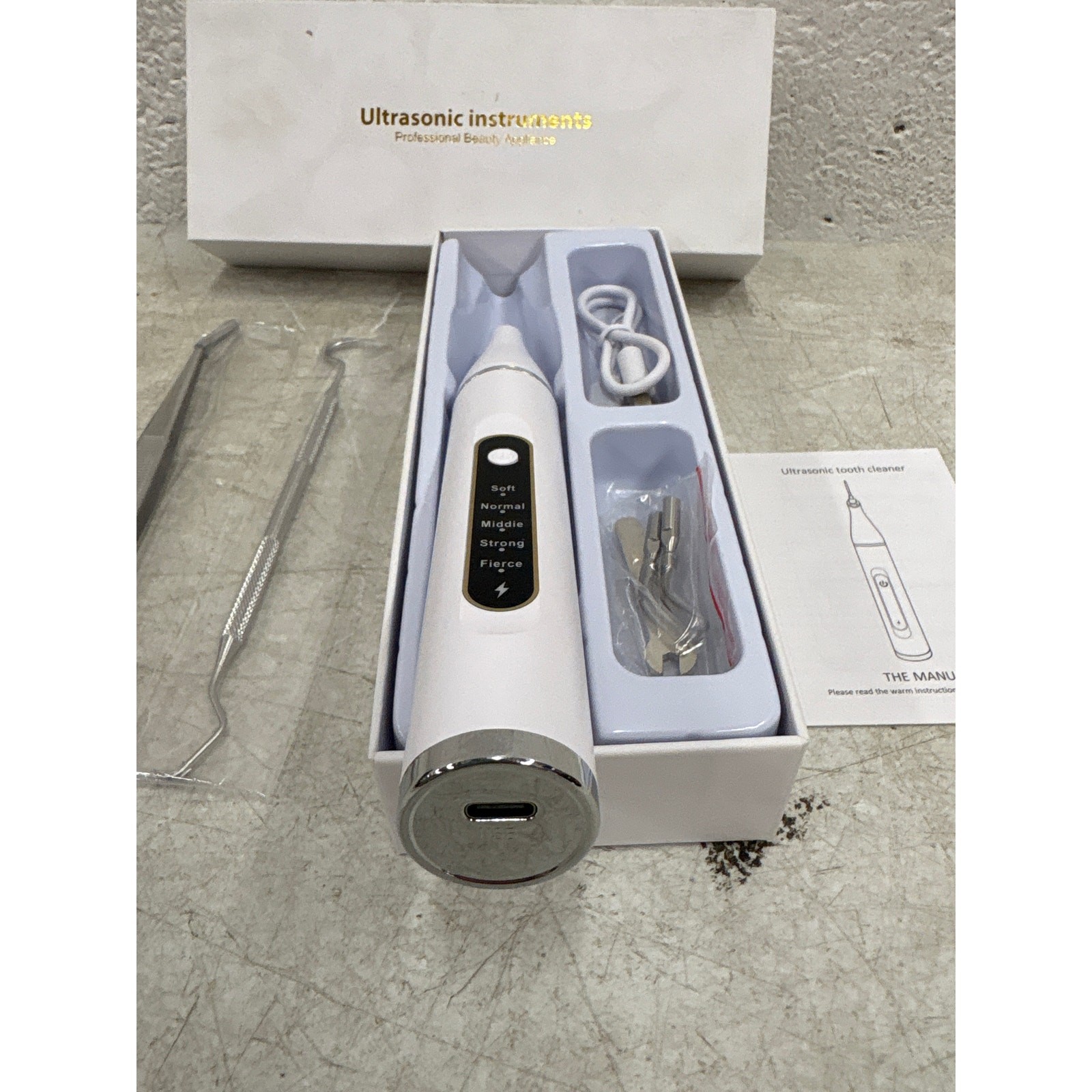 Ultrasonic Tooth Cleaner Tartar Plaque Remover Electric Dental Whiten Kit WHITE