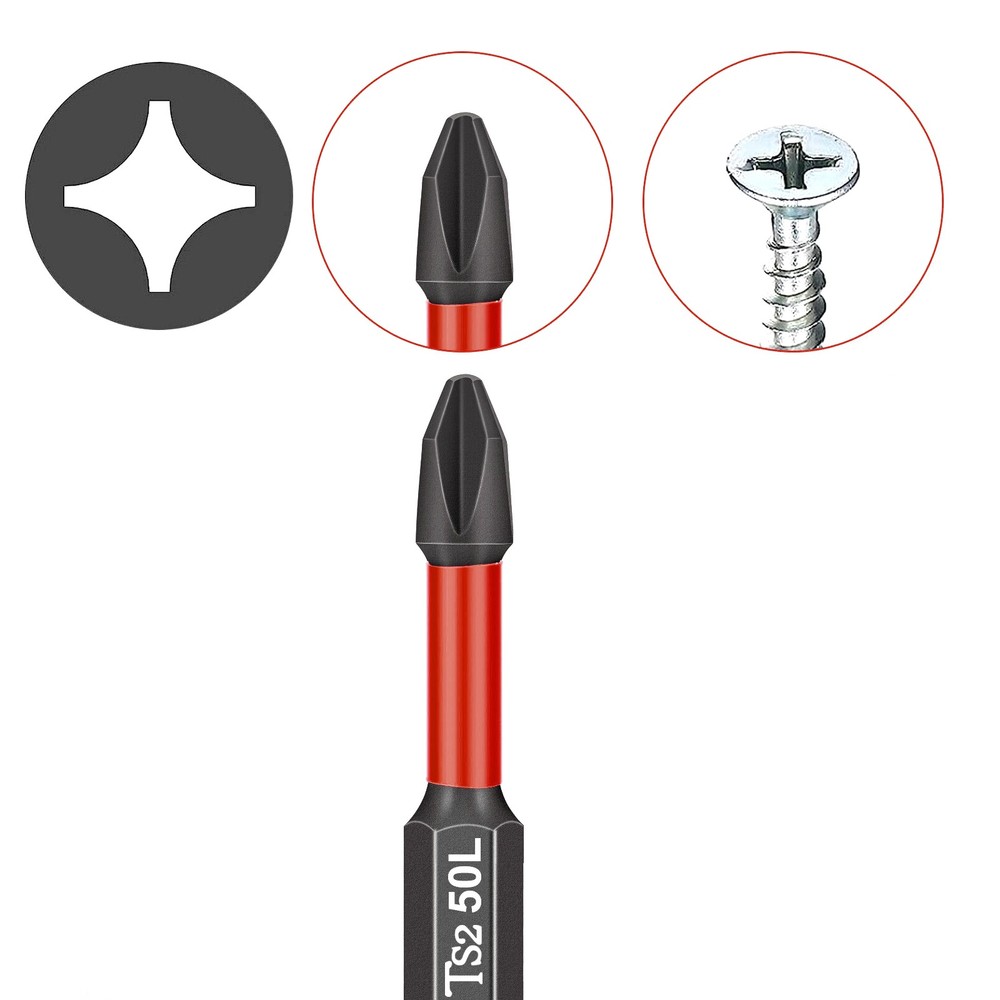 12Pcs PH2 Magnetic Cross Phillips Impact Batch Head Hardness Screwdriver Bit Kit