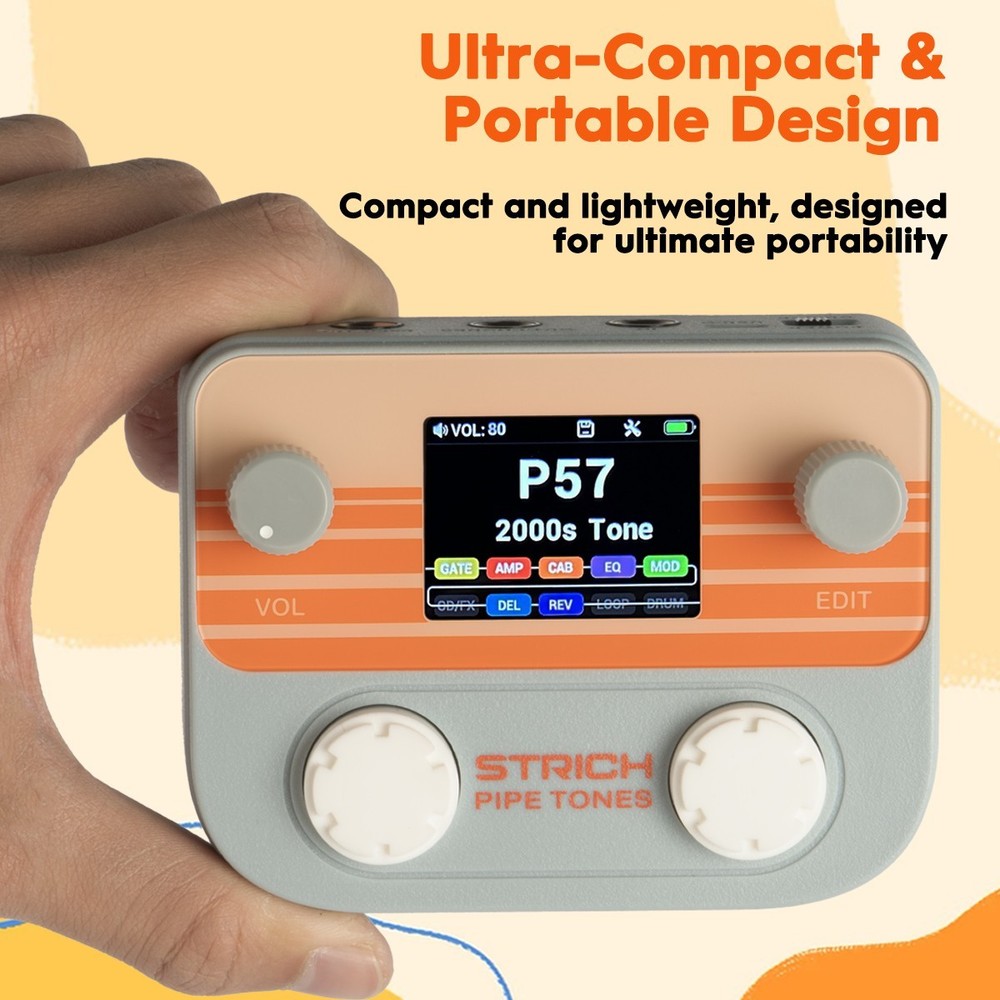 STRICH Pipe Tones Pocket Multi-Effects Processor with Foot Pedal (Gray)