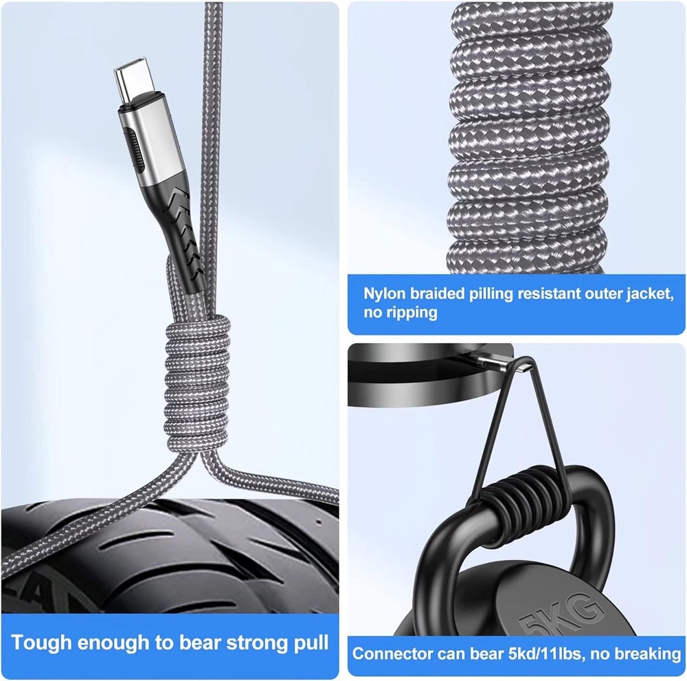 Durcord USB C Cable, Upgarded 2Pack 10ft Fast Type C 10ft, Silver