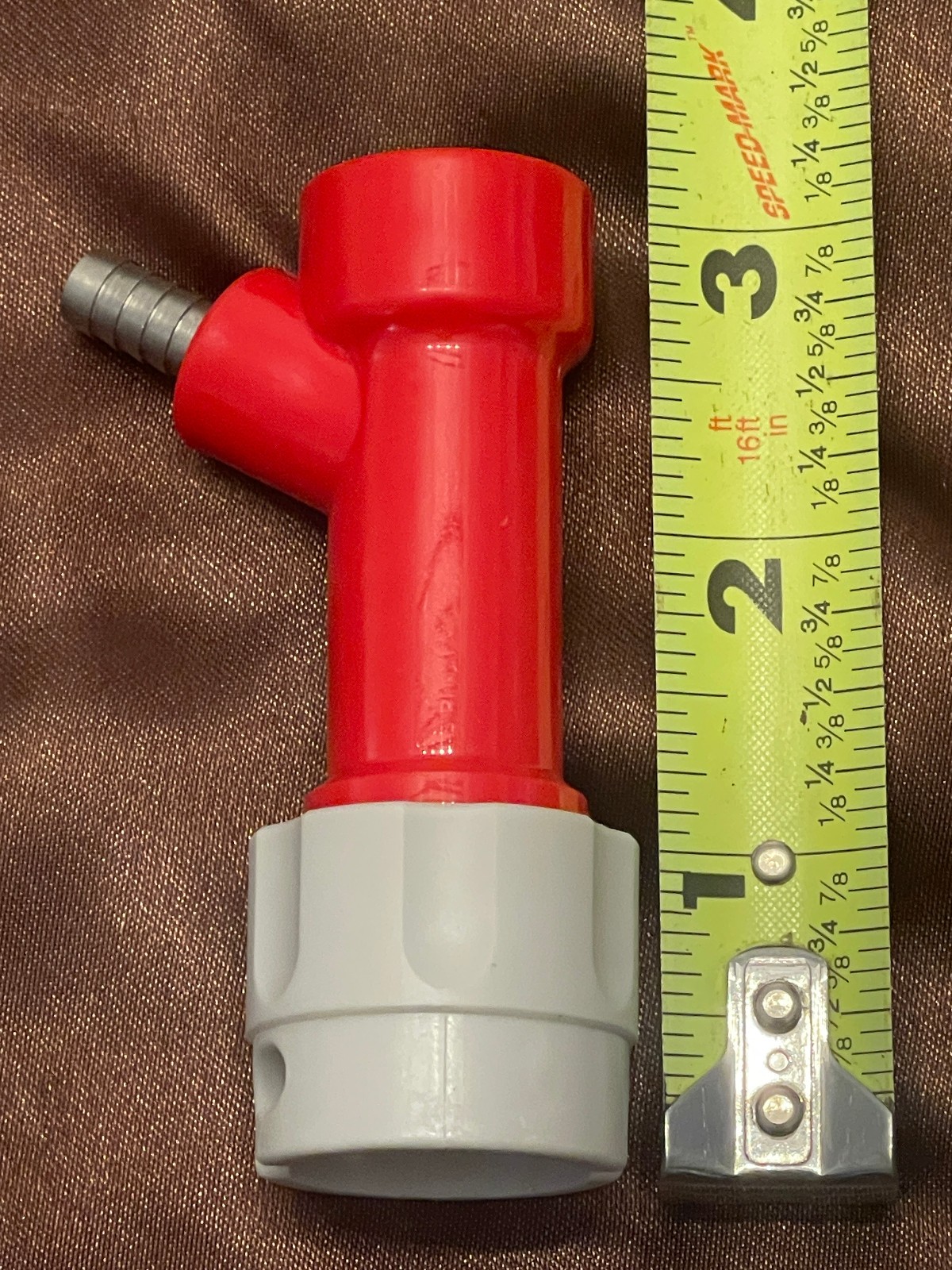 Pin Lock Gas In (Red) 1/4 Barb, Grey Top Disconnect