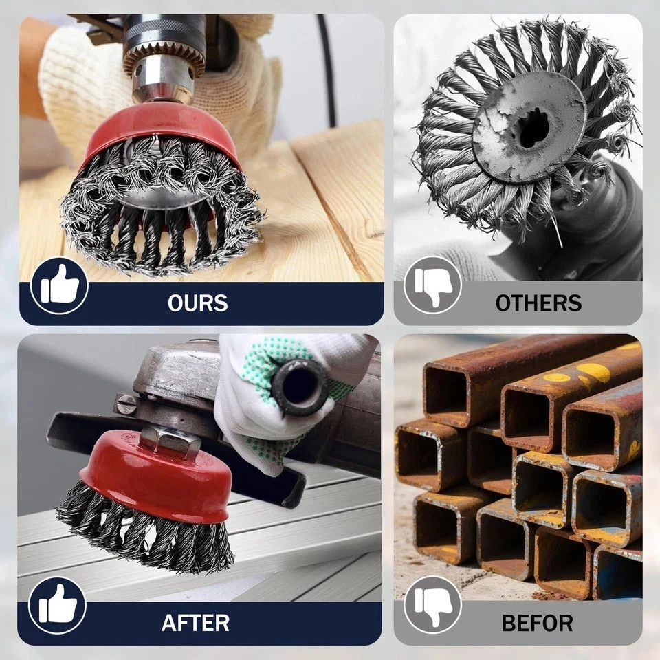 3 Pack Wire Wheel Brush for Angle Grinder, 4 Inch Angle Grinder Wire Wheel, W...