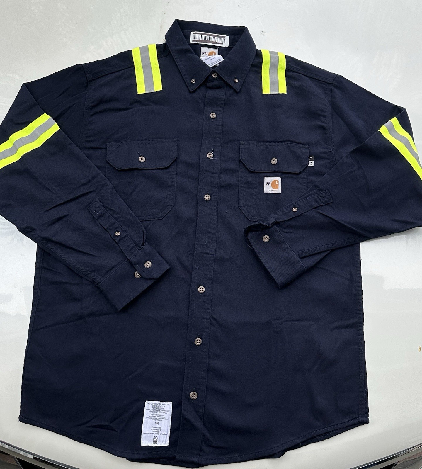 Carhartt FR Hi-Visibility Cotton Work Shirts Large Reg Lot of 2