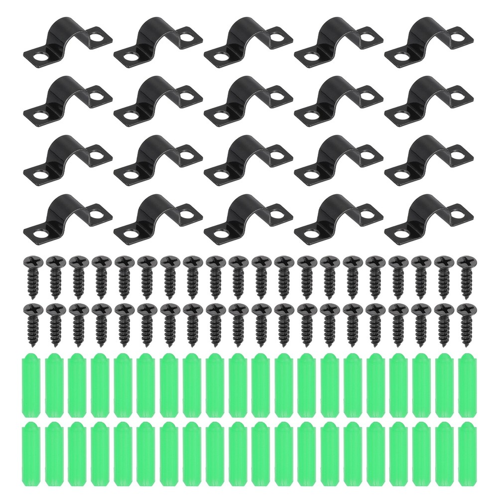 20Pcs 10mm(3/8") Two Hole Pipe Strap, U Brackets Conduit Clamp