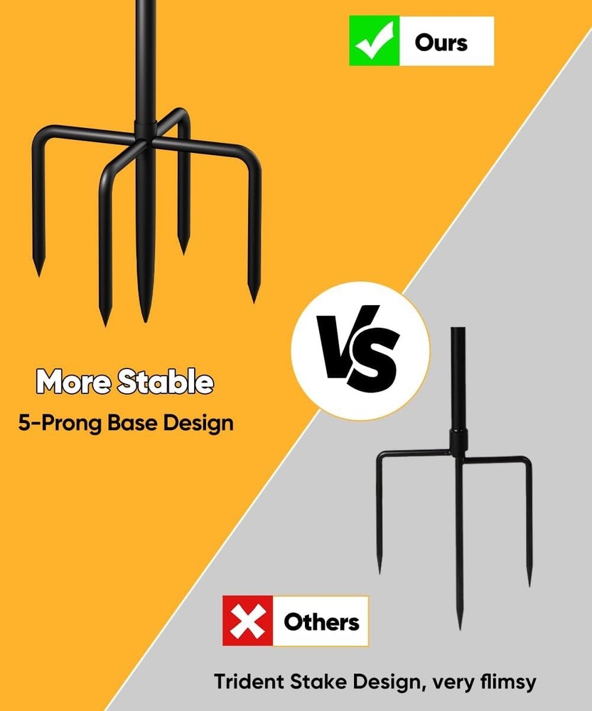 Adjustable Shooting Target Stand with 5-Prong Base, Portable Medium, Black