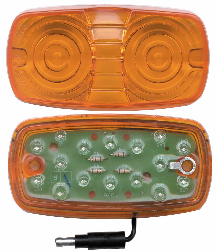 16 Amber LED Rectangular Clearance/Marker Light w/ Single Wire - Amber Lens