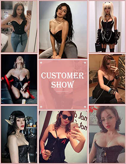 @ Women Black Steampunk Corset Bustier Gothic Shapewear Plus-Size Sexy Lingerie