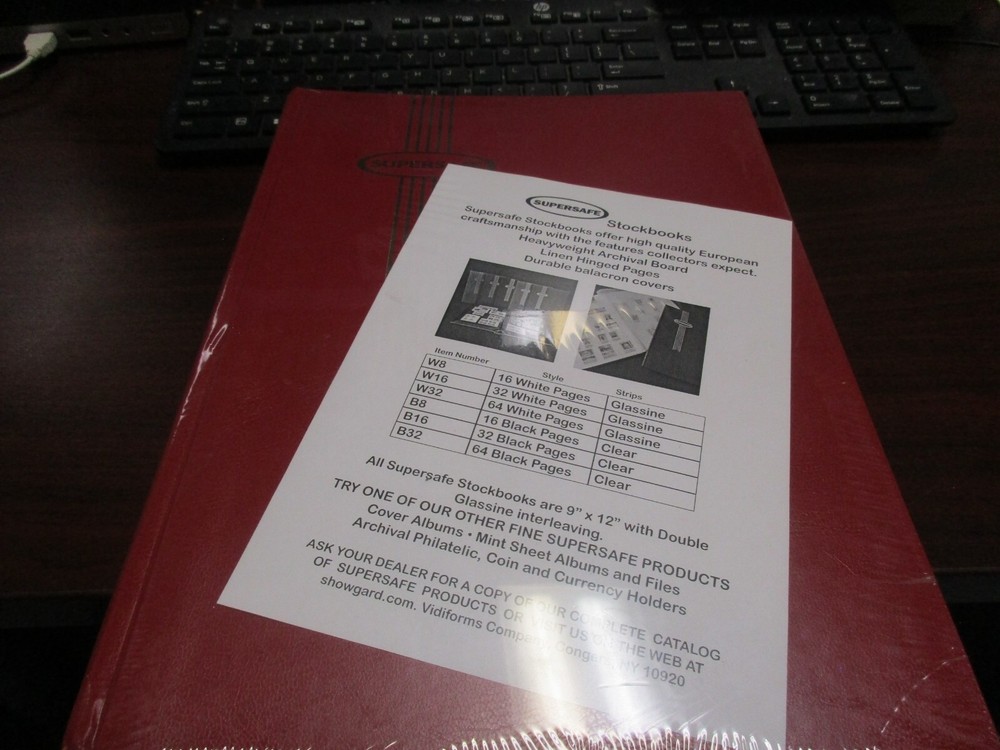 SUPERSAFE STOCK BOOK W4/32, 64 WHITEPAGES RED COVER NEW IN SHRINKWRAP FREE SHIP!