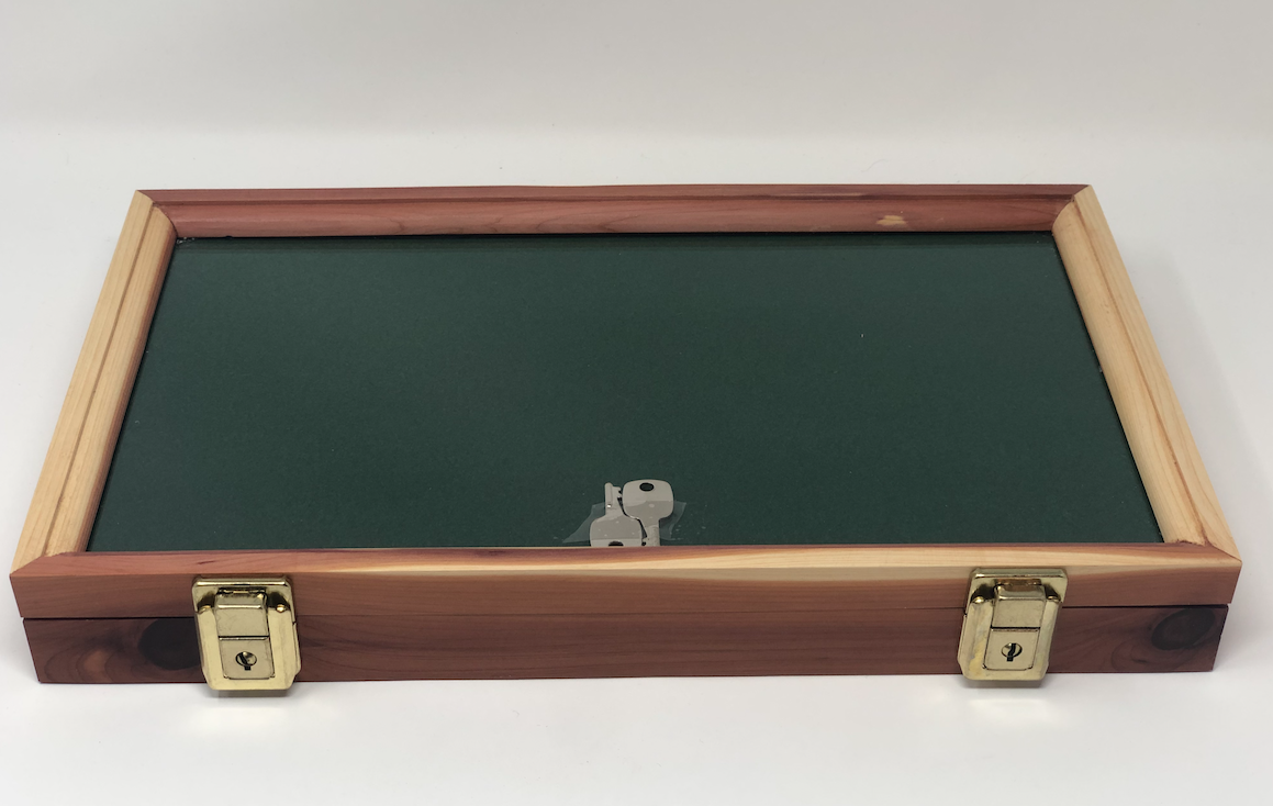 Cedar Wood Display Case 9 x 16 x 2 Glass Top for Arrowheads Knifes Coins & More