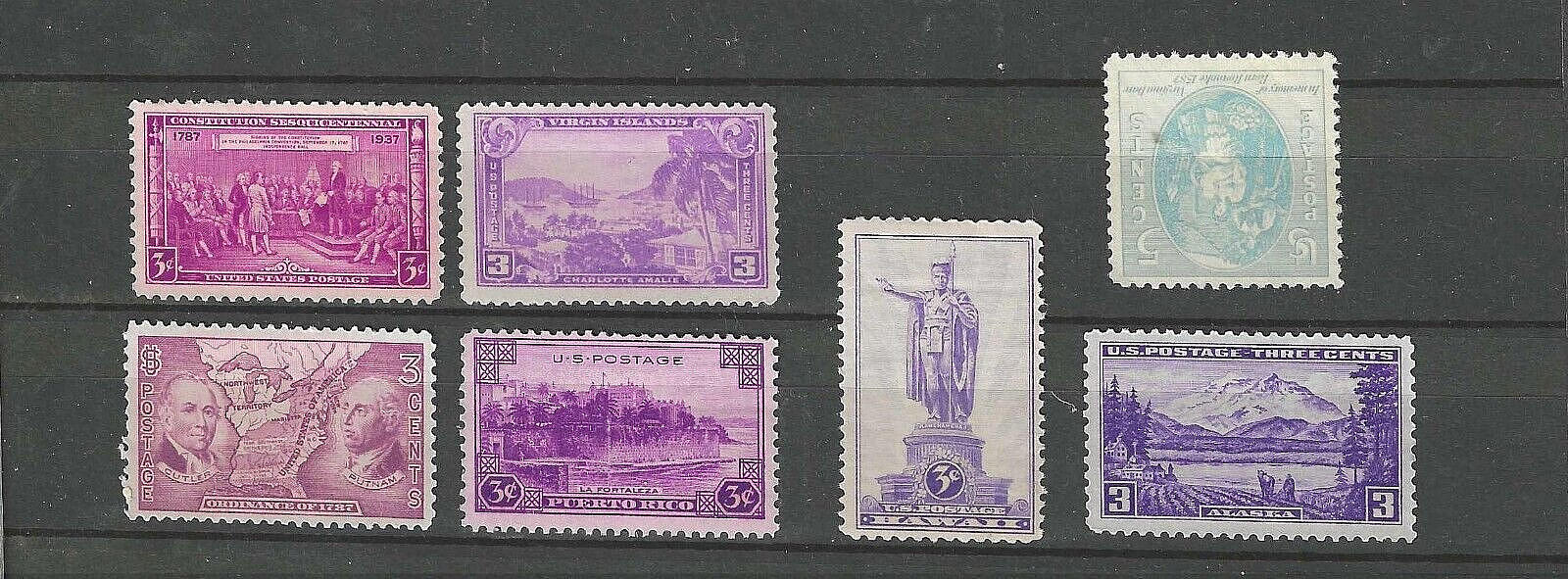 1937 US Commemorative Year Set MNH Scott 795-796, 798-802