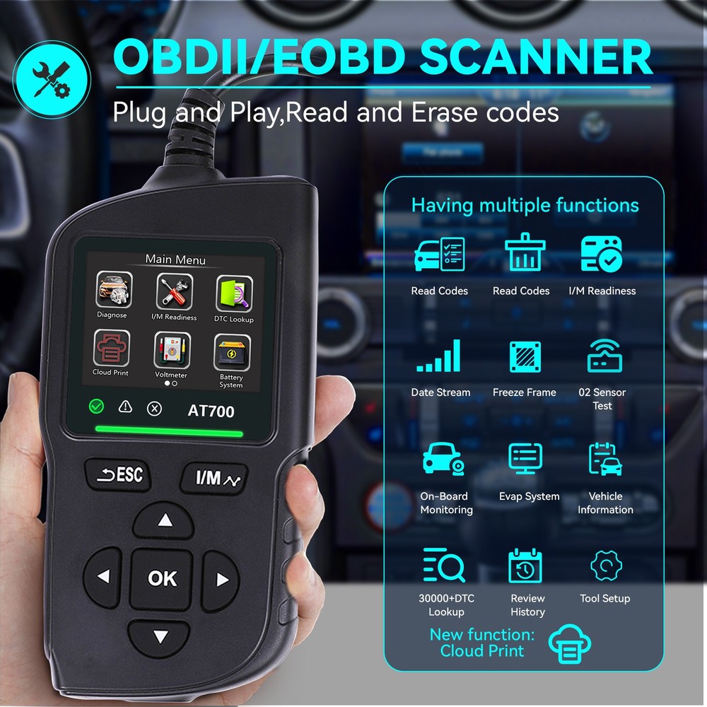 AT700 OBD2 Scanner Code Reader Car Diagnostic Scan Tool Check Engine Fault USA