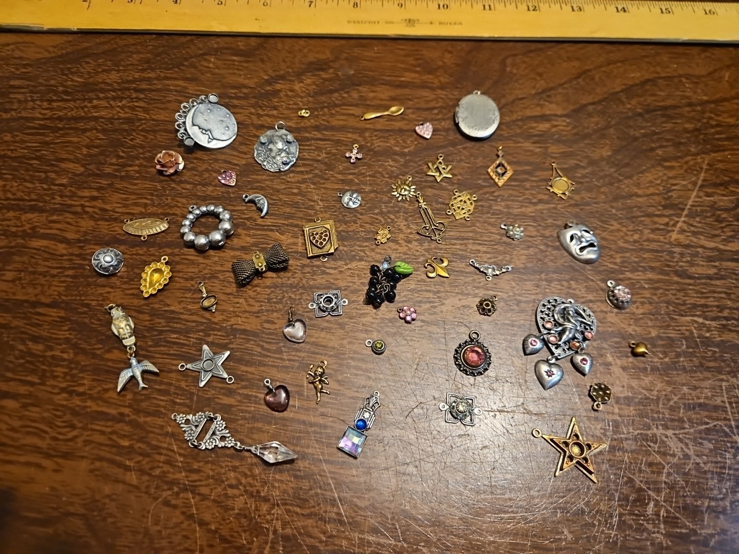 Lot Of 50 Mixed Parts Pcs France Vintage 60s Brass Stampings Findings Jewelry 18