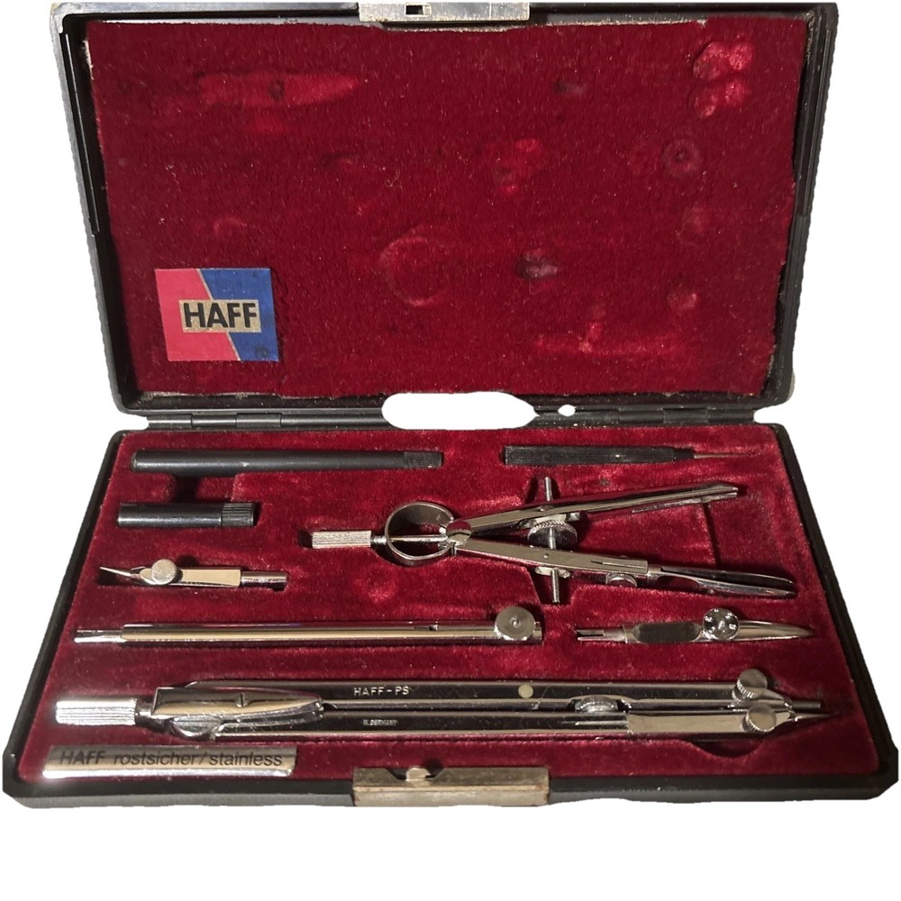 HAFF PS 2C Drafting Drawing Instrument Set in Case Extremely Nice Condition