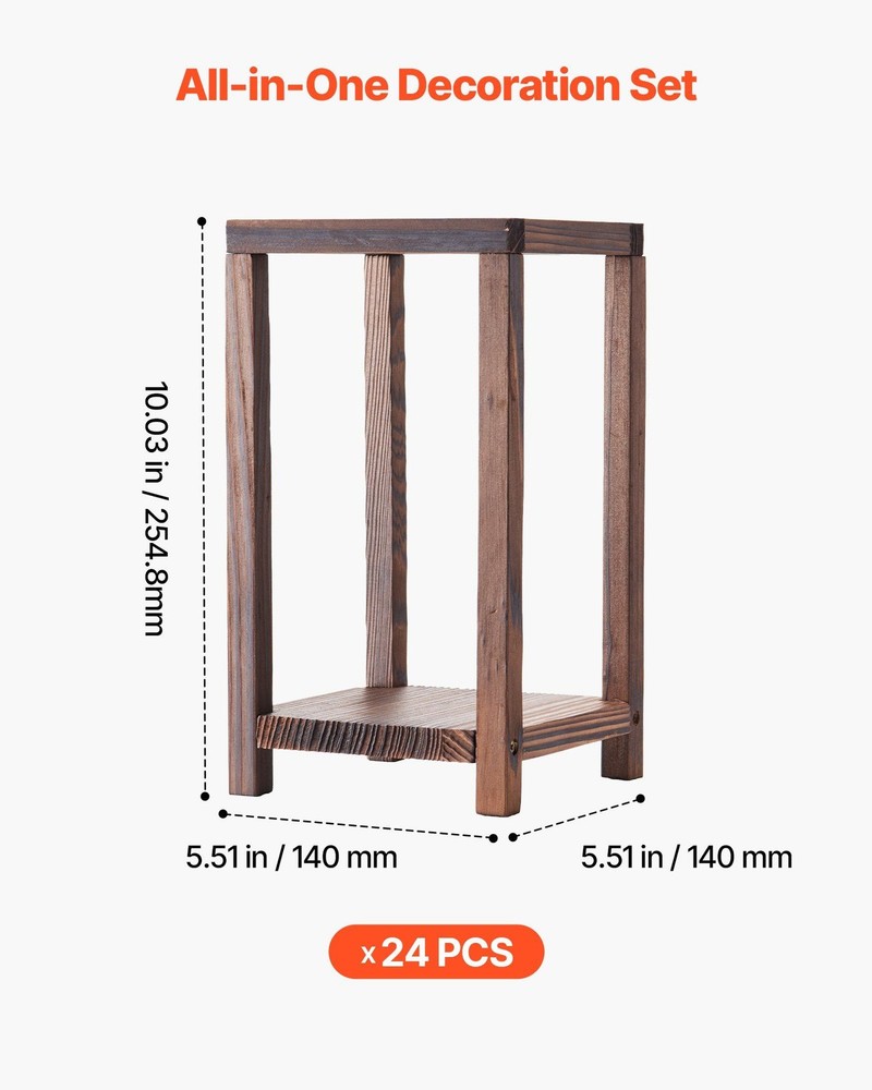 Rustic Cedar Lantern Set: 24pcs Carbonized Wooden Frames for Wedding Decor