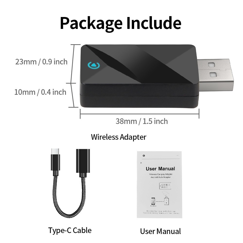USB Wireless CarPlay Adapter for Apple iPhone & Android Auto Dongle Plug ＆ Play