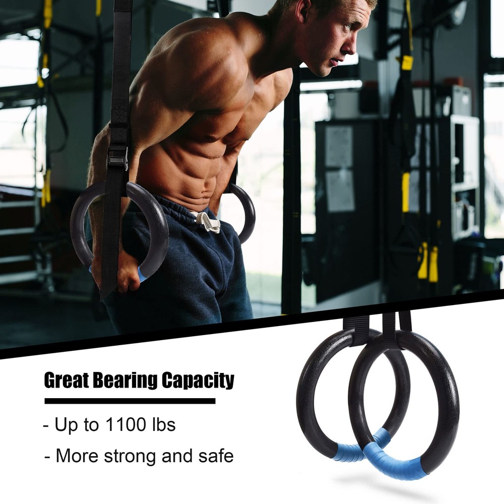 Gymnastic Rings 1100lbs 14.76ft Adjustable Buckle Straps Pull Up Exercise Set