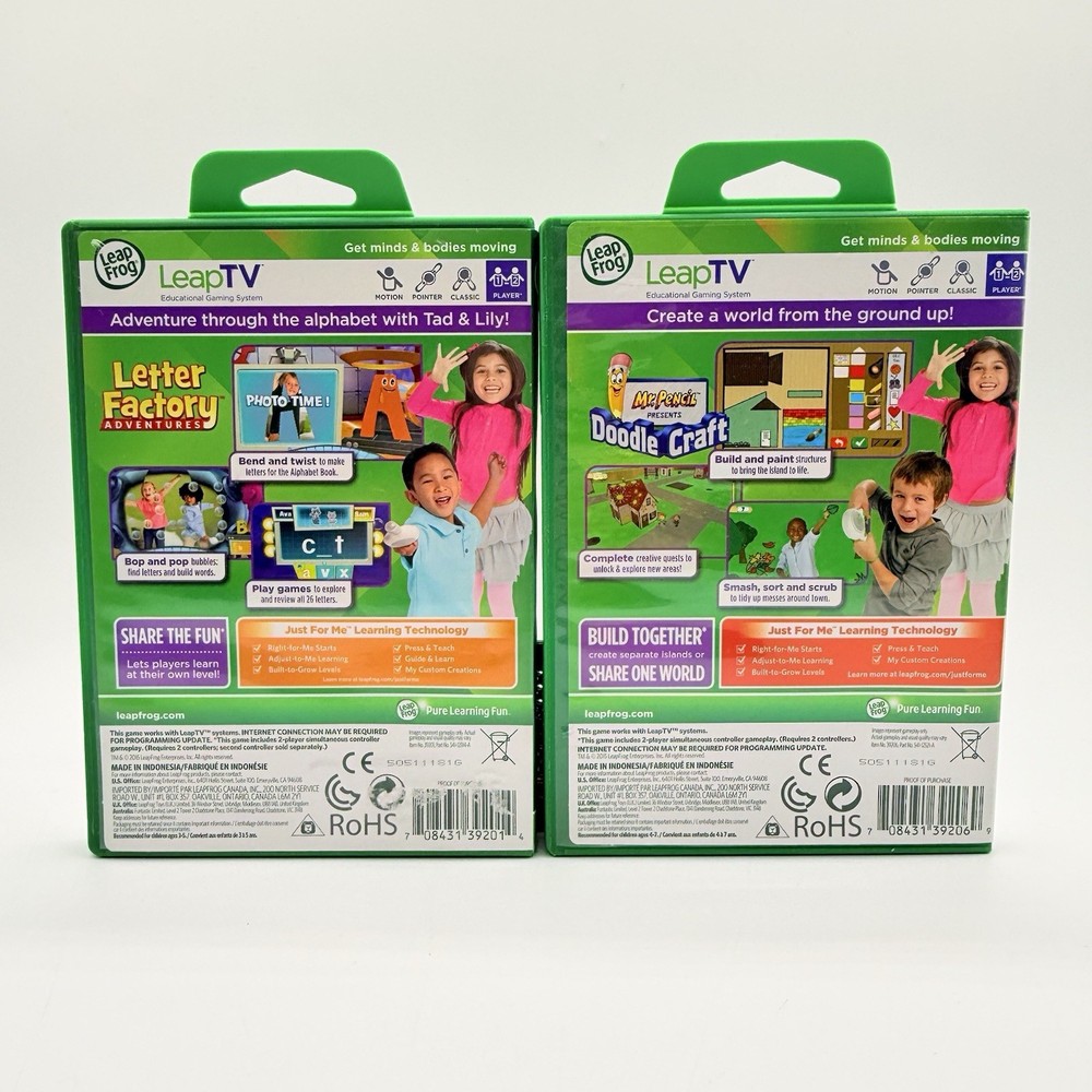 LeapFrog LeapTV Letter Factory Adventures & Doodle Craft Educational.BUNDLE.READ