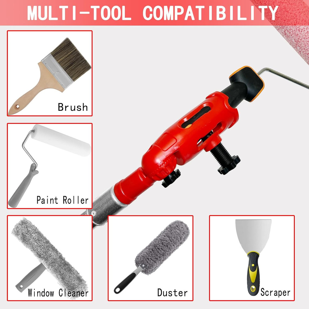 Multi-Angle Paint Brush Extender for High Ceiling,Extension Pole Attachment Hold