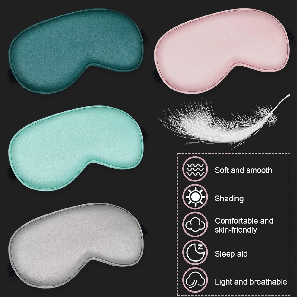 Silk Eye Masks for Ultimate Comfort - Adjustable Light Blocking Covers, 4 Pack