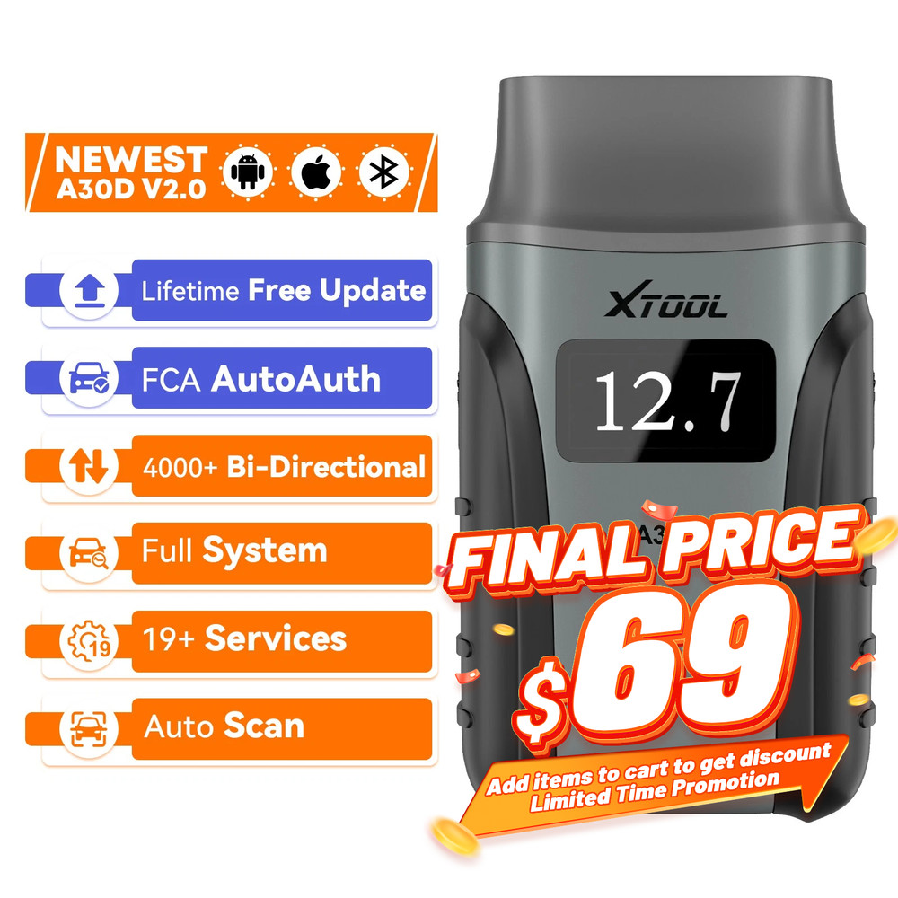 2025 XTOOL A30D V2.0 Wireless Full System Dignostic Tool Bi-directional 16 Reset