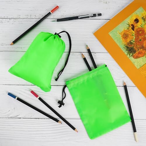 Drawstring Bag with Toggle - Nylon Cinch and Ditty Pouch () 5 x 7 Inch Green