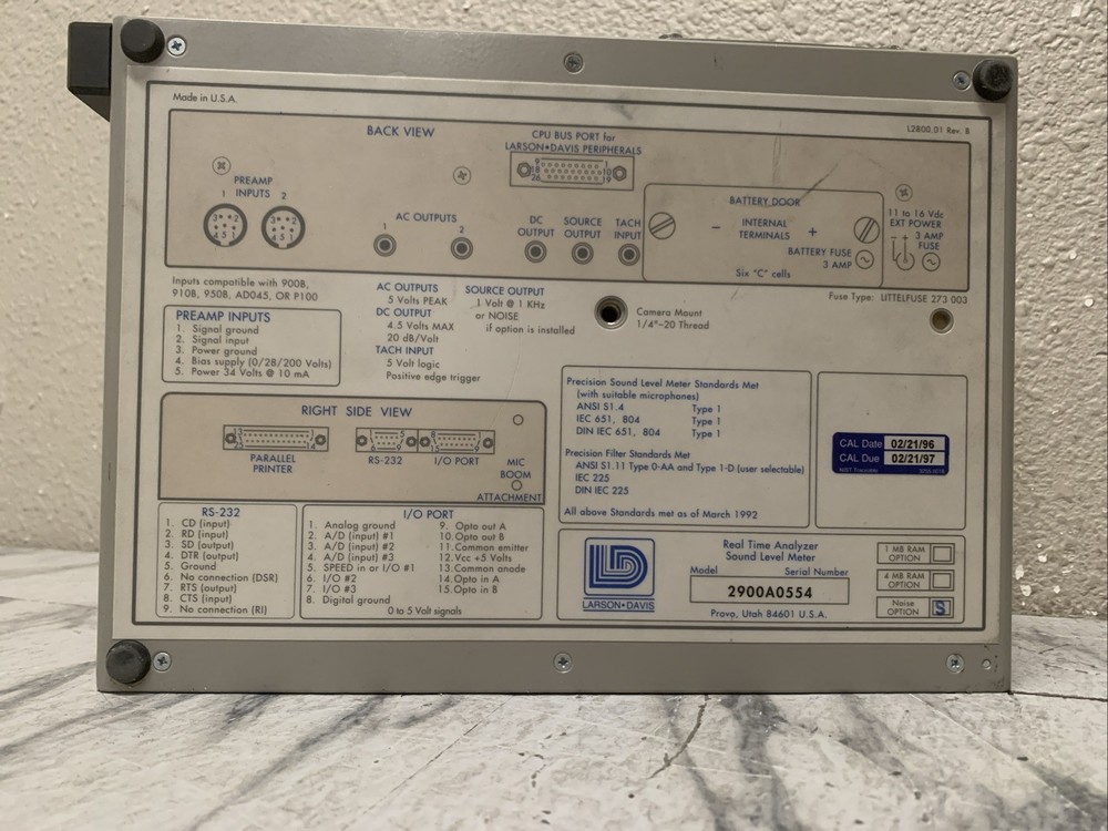 Larson Davis Model 2900 Dual Channel Time Analyzer Precision Sound Level Meter