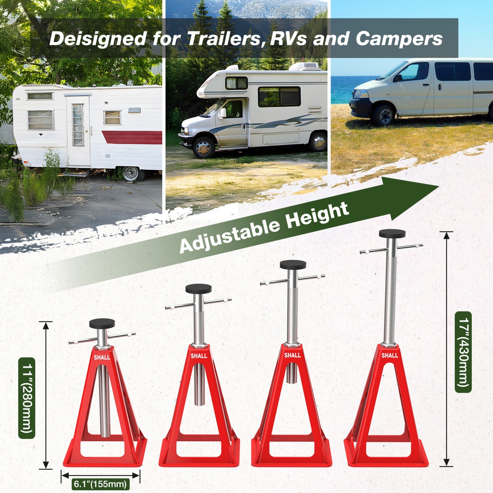 SHALL 4PC RV Stabilizer Jacks,Heavy Duty Aluminum Jack Stands for Trailer Camper