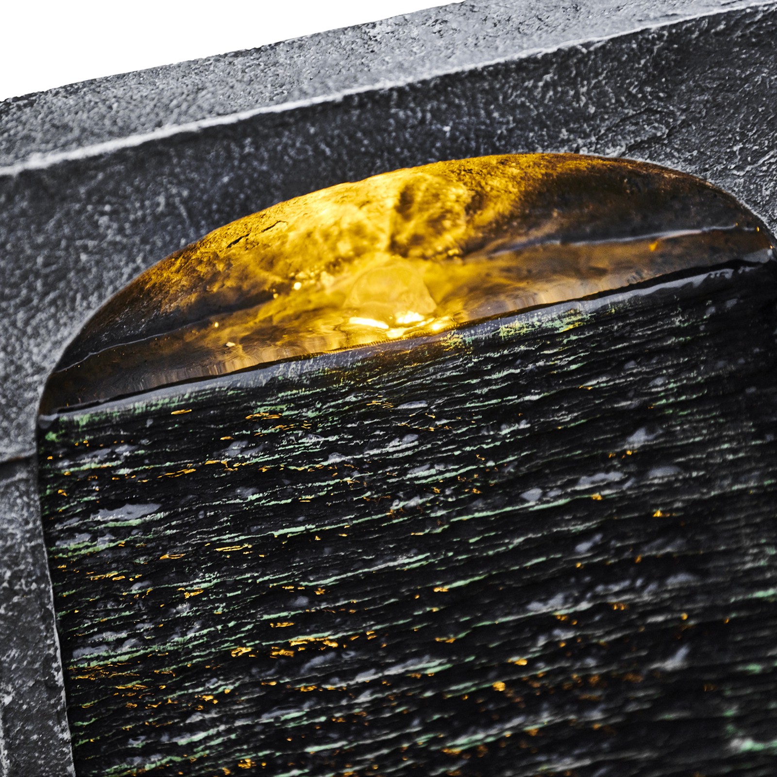 Teamson Home Modern Curved Slate Waterfall Fountain with LED