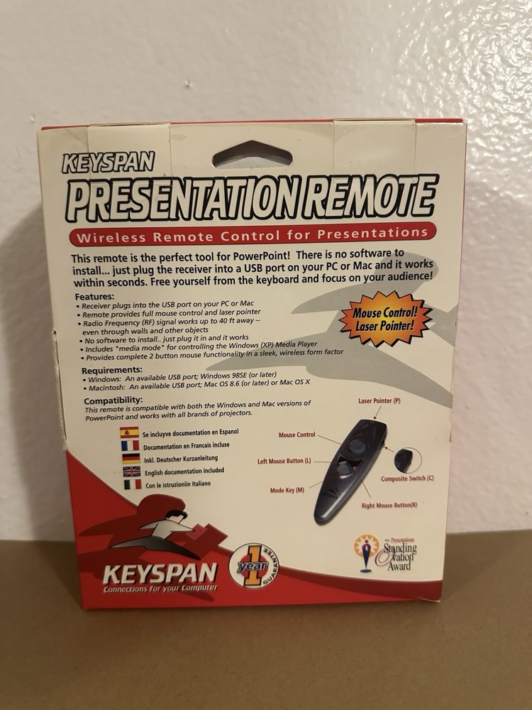 Keyspan TRIPP LITE By Eaton PR-US2 Wireless Presentation Remote + Mouse + Laser