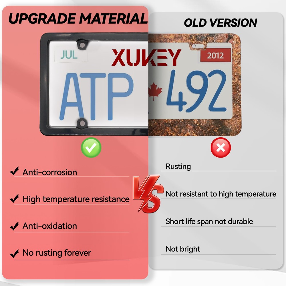 2 Front Rear Unbreakable License Plate Covers+Frames Auto Tag Shield Protector