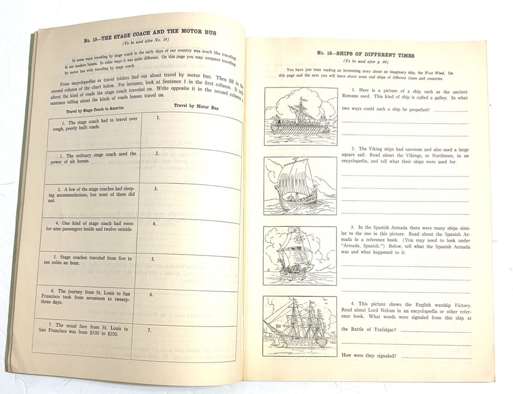 Vintage 1935 School Book Extension Reading Work Book Unit Plan
