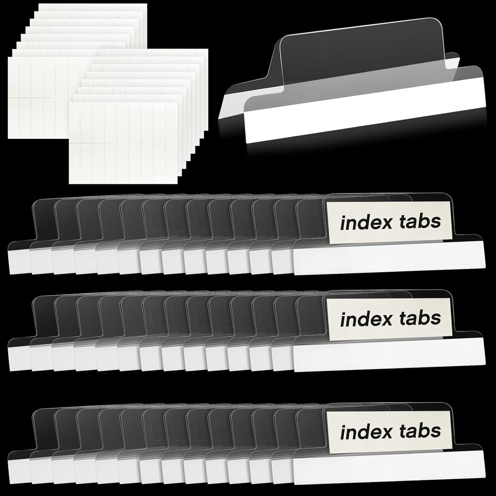2 Inch Insertable Self-Adhesive Tabs with Printable 2 inch, Clear, White