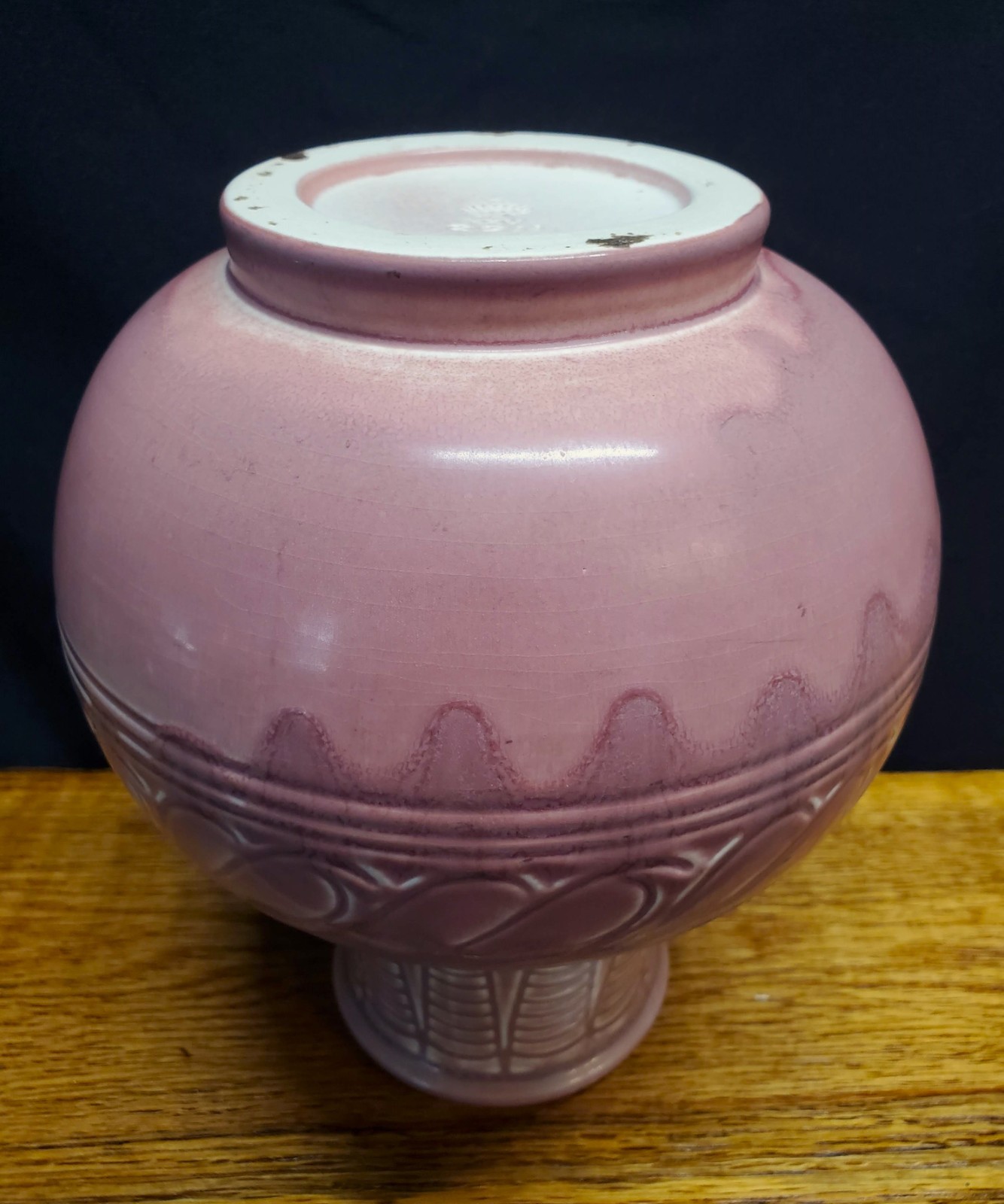 1925 Rookwood Pottery Large 8.5"x7" Vase Mauve Rose Matte Incised Design