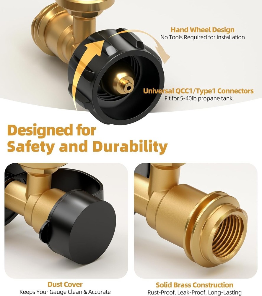 Durable Solid Brass Propane Level Indicator for 5-40 lb Tanks - Easy Install