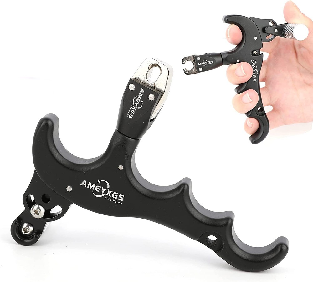 Compound Bow Release Aids 4 Finger Thumb Trigger Metal D Loop Archery Shooting